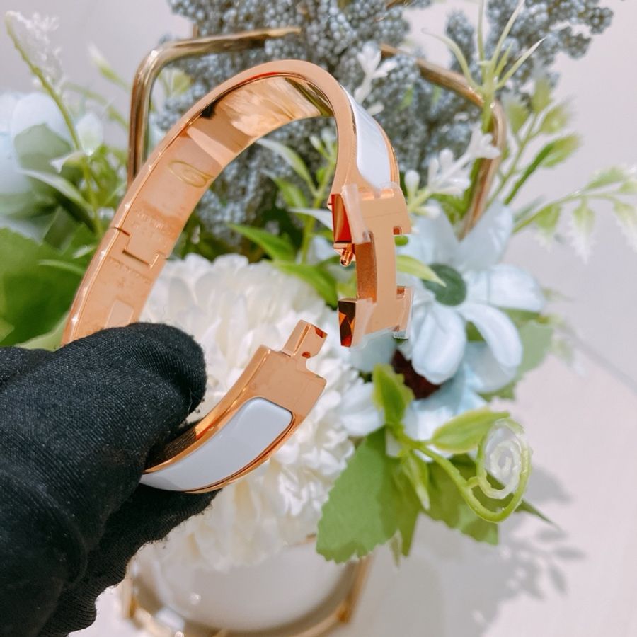 TK1775 Hermes 愛馬仕手鐲 白色玫瑰金扣 Clic H Bracelet PM Blanc X RGHW-45