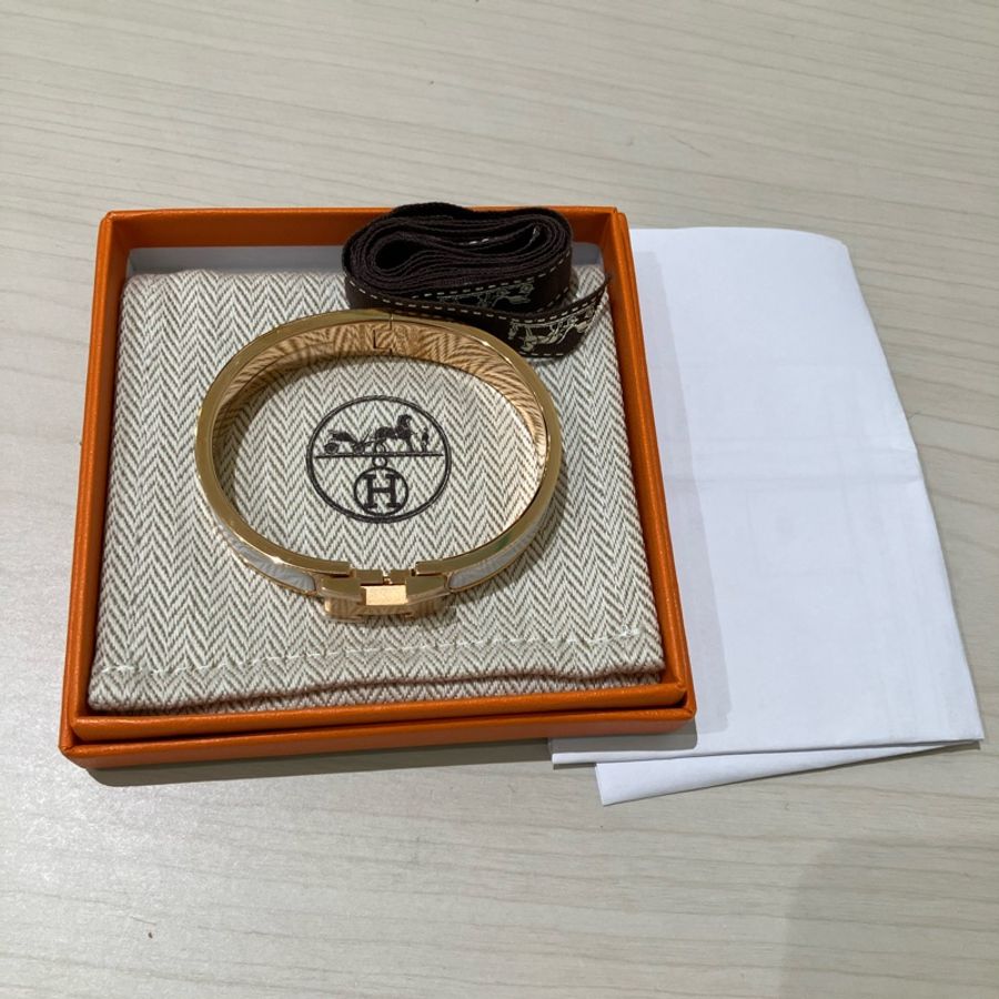 TK1775 Hermes 愛馬仕手鐲 白色玫瑰金扣 Clic H Bracelet PM Blanc X RGHW-49