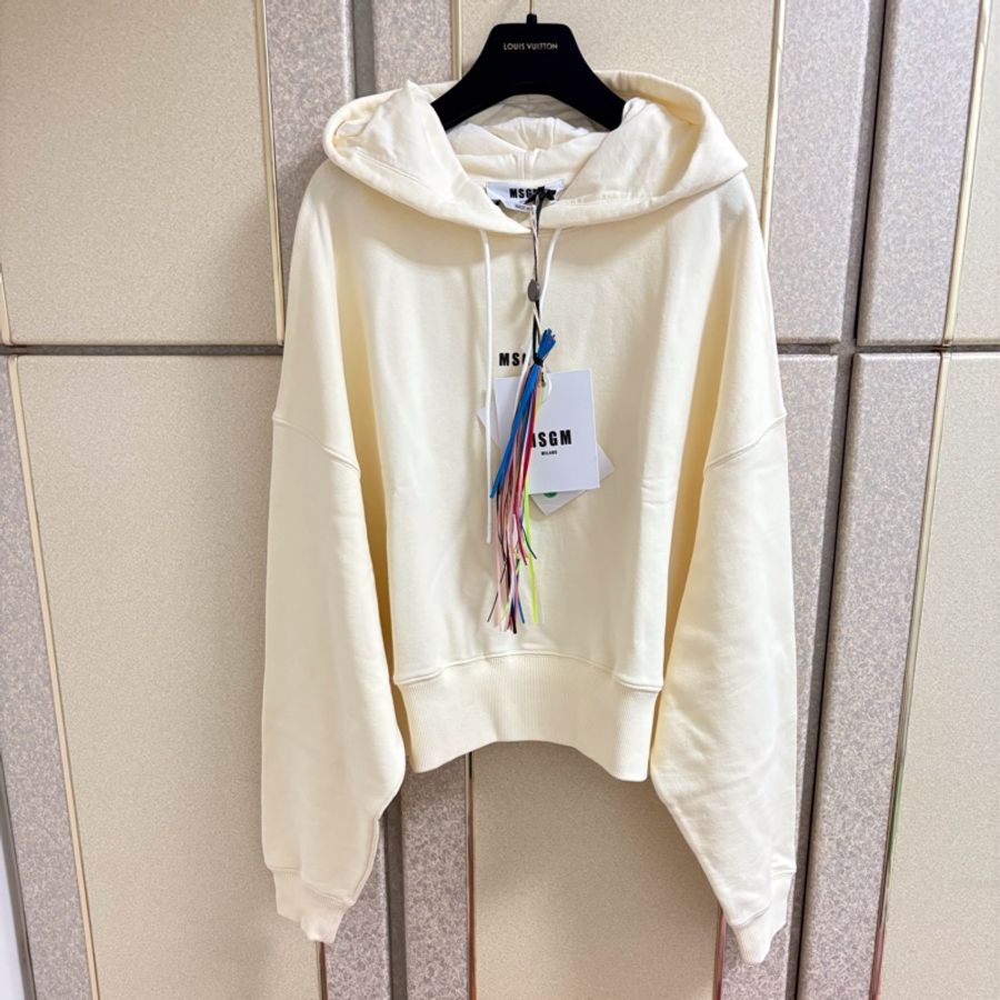 全新MSGM正品淡黃色質感連帽上衣 L號-0