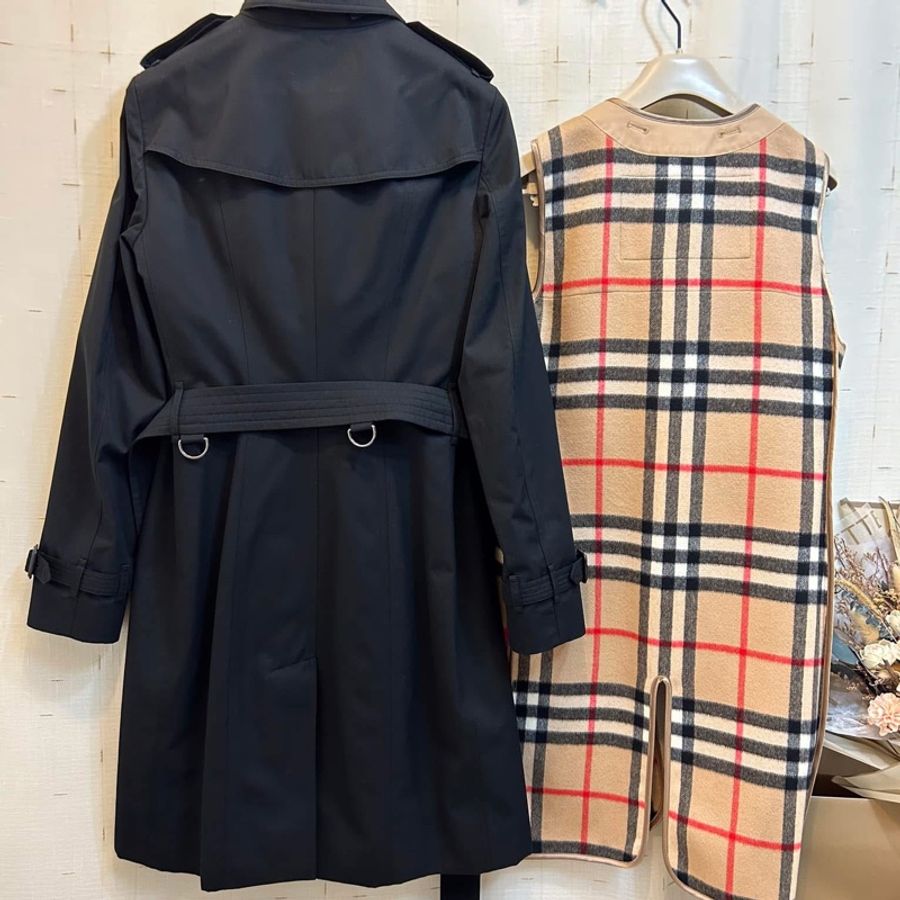 BURBERRY英國黑標黑色長風衣UK8-1