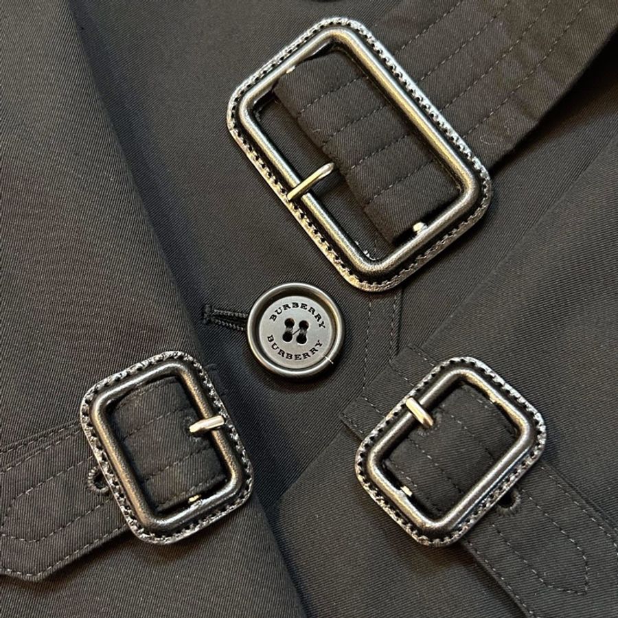 BURBERRY英國黑標黑色長風衣UK8-6