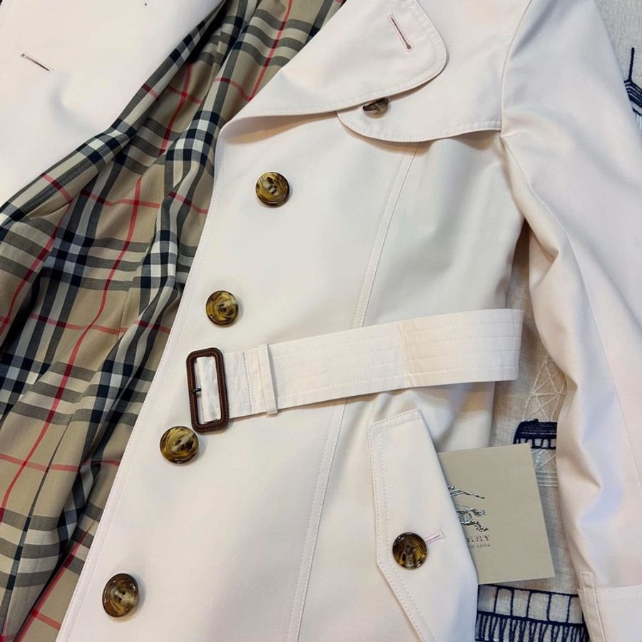 BURBERRY LONDON淡粉色單排風衣-5