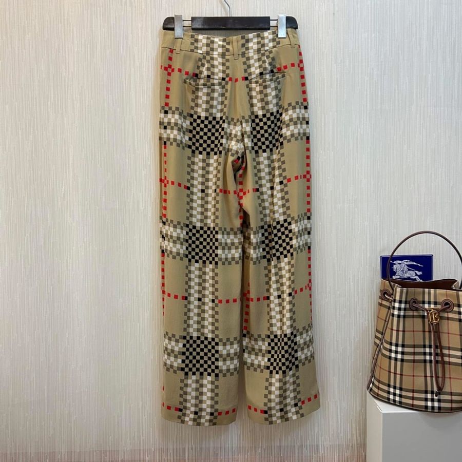 BURBERRY英國黑標像素感格紋絲質長褲-3
