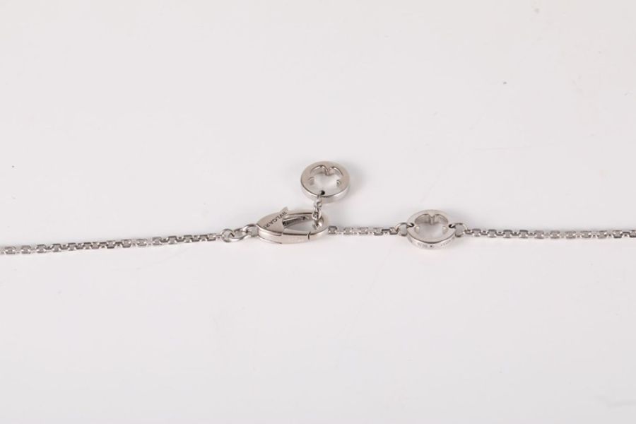 BVLGARI(寶格麗) 18K白金 鑽石 白金 FIOREVER 詠綻系列 單花鏤空滿鑽 項鏈 18K-4
