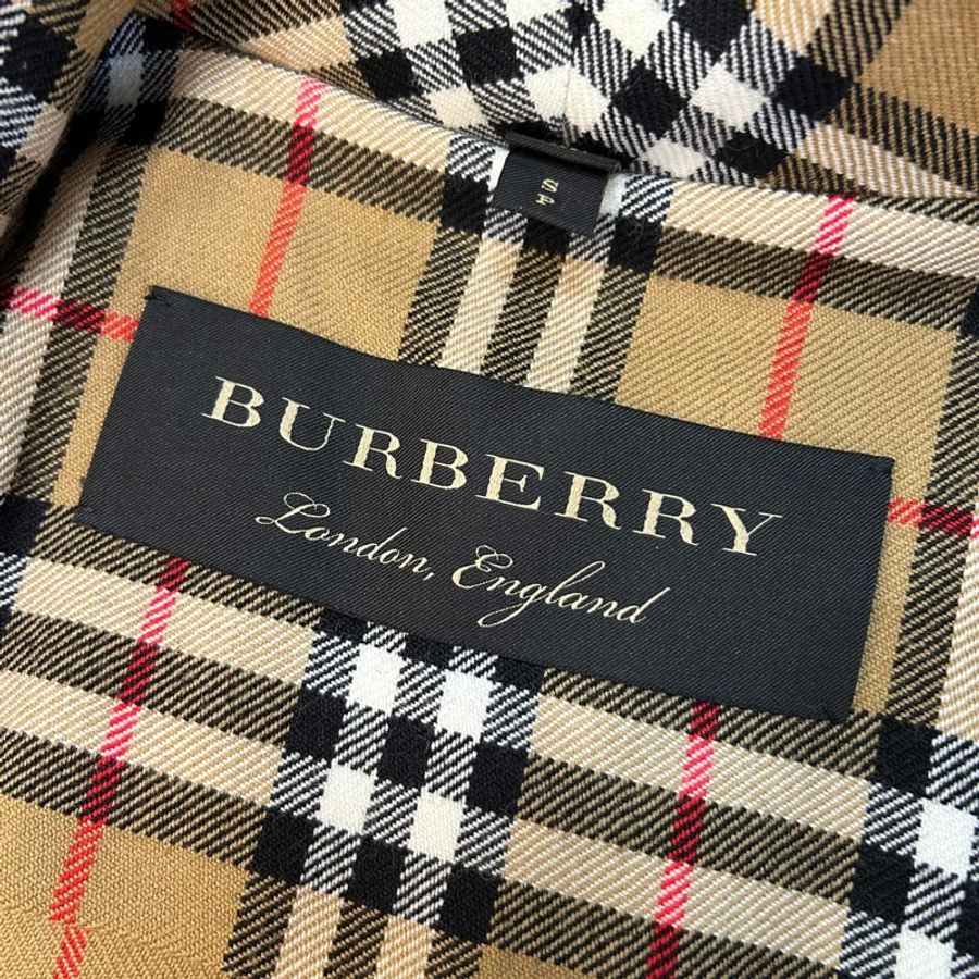 BURBERRY英國黑標格紋羊毛大衣S-19