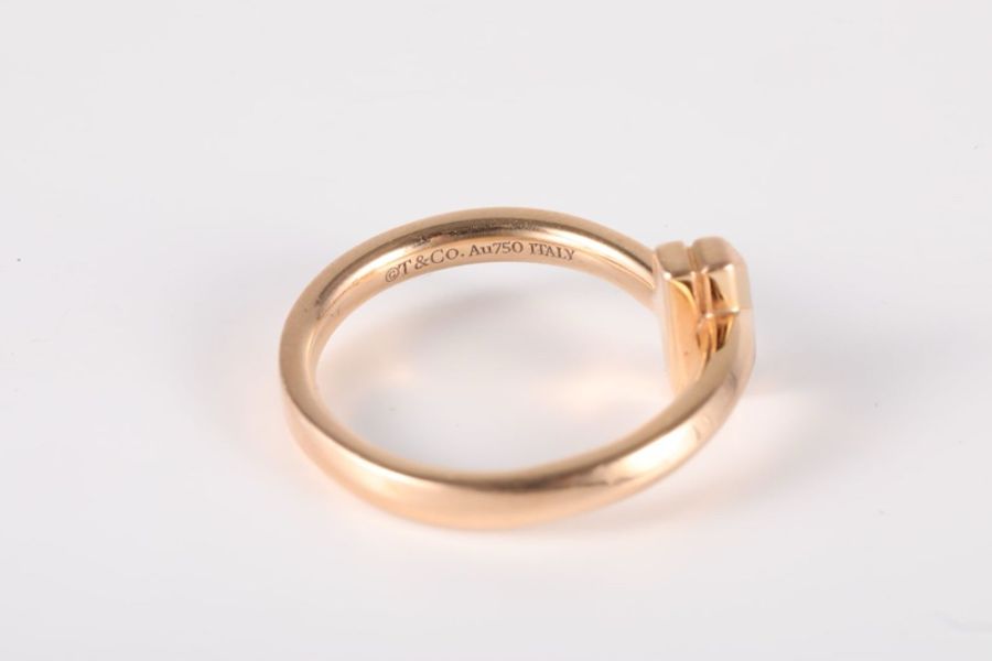 TIFFANY&CO(蒂芙尼) T1 T 系列 18K 窄版 線圈 鑲鑽戒指 半鑽 18K玫瑰金/鑽石 49 玫瑰金-5