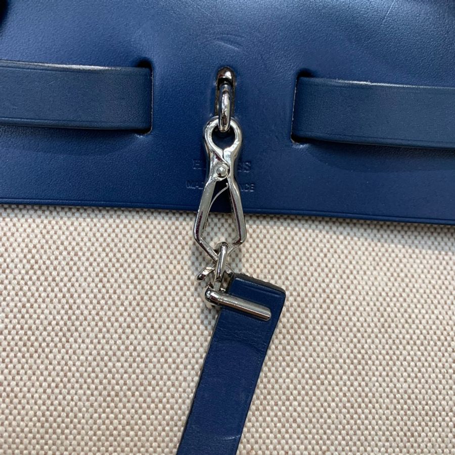 HERMES HER BAG 藍色皮拼布 XB663-5