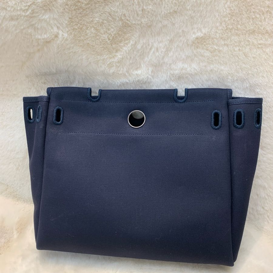 HERMES HER BAG 藍色皮拼布 XB663-12