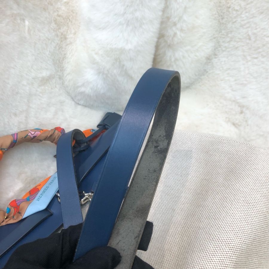 HERMES HER BAG 藍色皮拼布 XB663-15