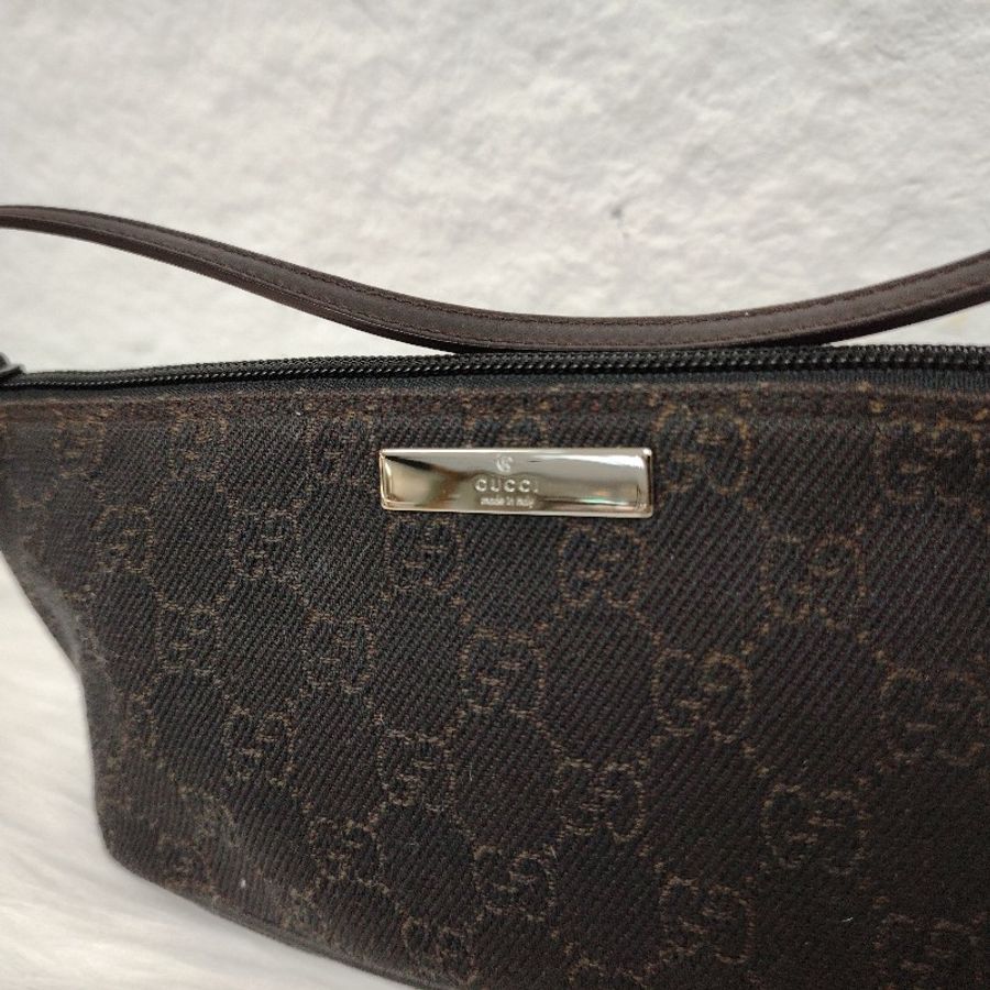 GUCCI Boat Baguette 黑色 老花 帆布 中號-4