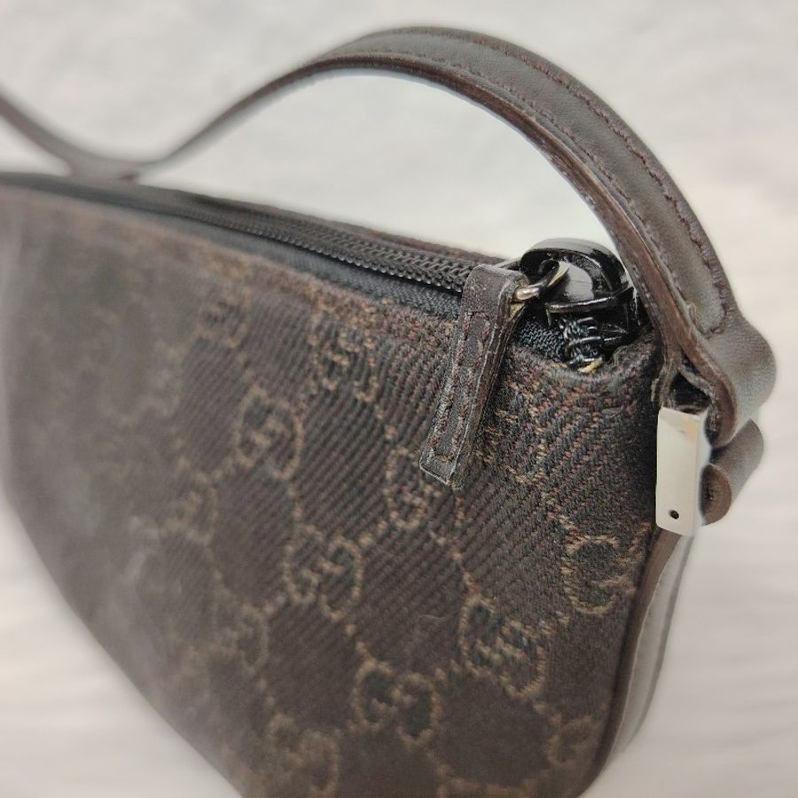 GUCCI Boat Baguette 黑色 老花 帆布 中號-5