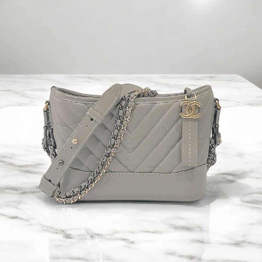 莉亞精品♡ Chanel 小號流浪包 灰 近新美包-0