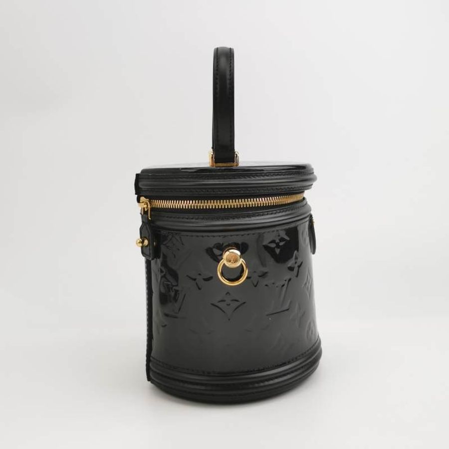 Louis Vuitton (LV) Cannes 發財桶 小號 牛皮漆皮 壓紋 老花 斜背包 單肩包-3