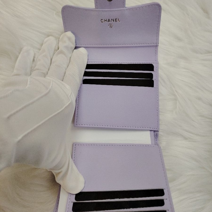 Chanel 香奈兒 經典口蓋銀包 夢幻紫金扣 芯片款 大全套-4