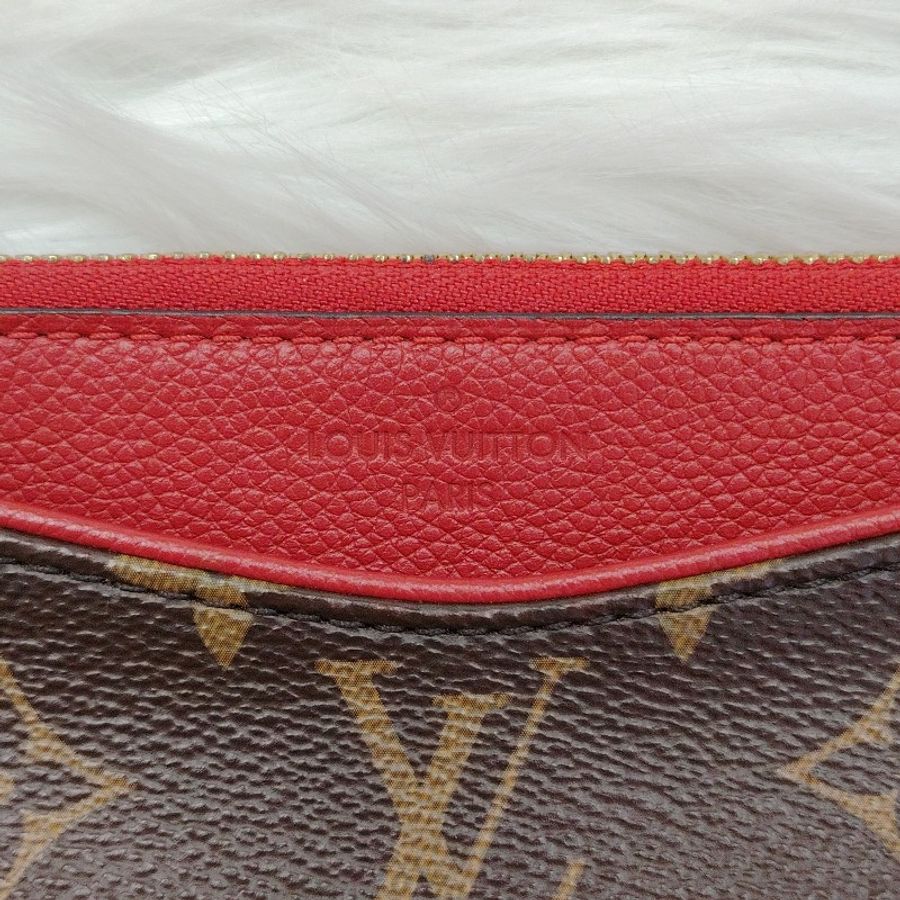LV Pallas 棕色拼紅色 老花 塗層帆布拼牛皮 金扣-3