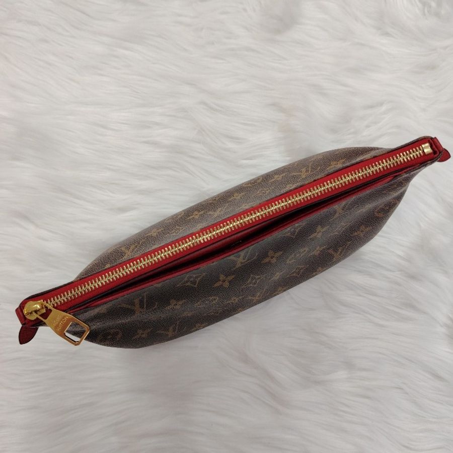 LV Pallas 棕色拼紅色 老花 塗層帆布拼牛皮 金扣-4