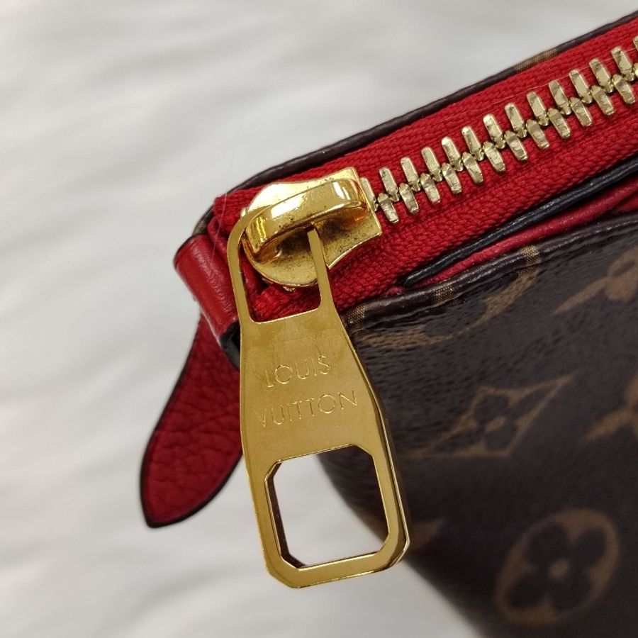 LV Pallas 棕色拼紅色 老花 塗層帆布拼牛皮 金扣-7