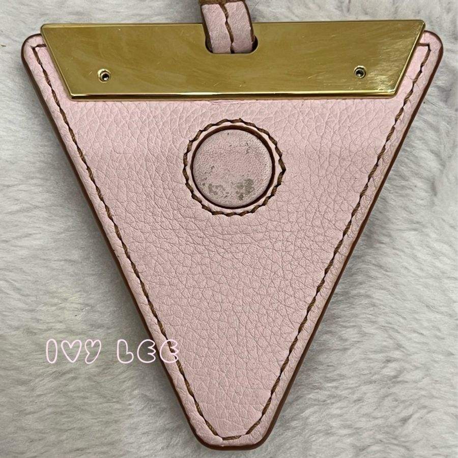 LOEWE  Barcelona 三角扣 雙背帶 皮革淺粉紅金 肩背包 斜背包 正品 二手精品-7