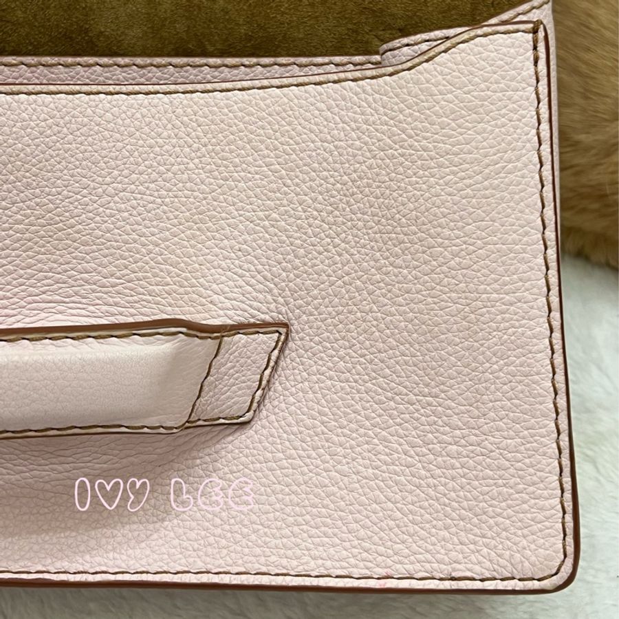 LOEWE  Barcelona 三角扣 雙背帶 皮革淺粉紅金 肩背包 斜背包 正品 二手精品-29