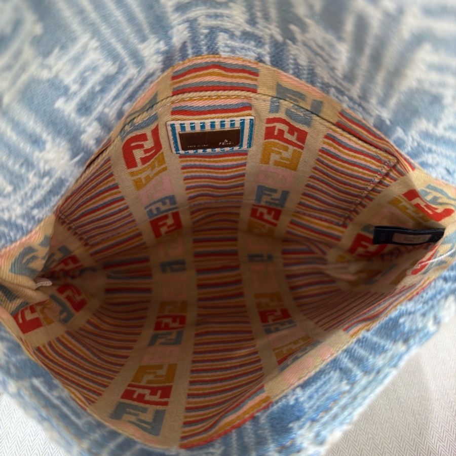 Fendi 淡藍色帆布中古款 尺寸約24x24cm-5