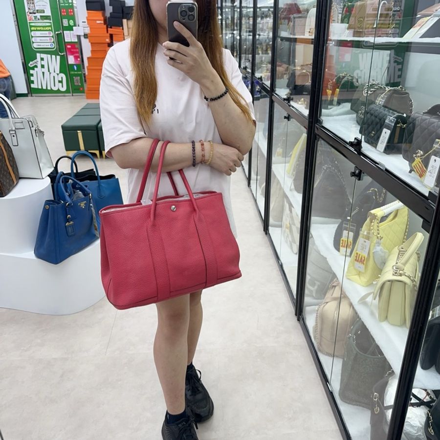 HERMES GARDEN PARTY 36 西瓜紅真皮手提包 D Stamp-1