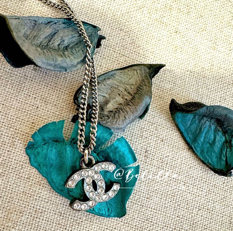 Belilla♥️Chanel CC 水晶吊墜綴飾金屬項鍊-0