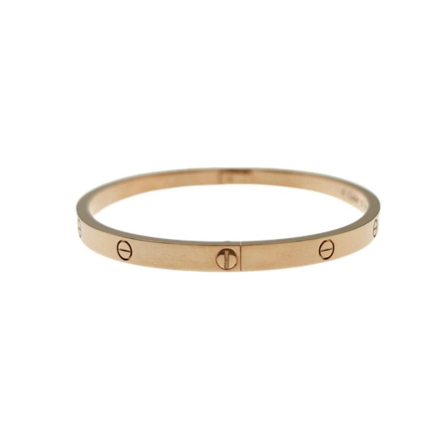 Cartier 卡地亞 Love 18K玫瑰金 窄版無鉆手環 Size 17 Bracelet-2