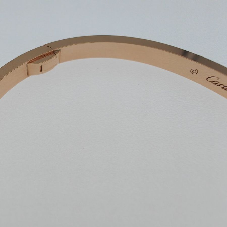 Cartier 卡地亞 Love 18K玫瑰金 窄版無鉆手環 Size 17 Bracelet-5