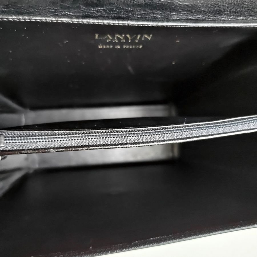 法國製老品 #LANVIN 幾何型側背包 / 亮黑色 / 六邊形 / 70s-8