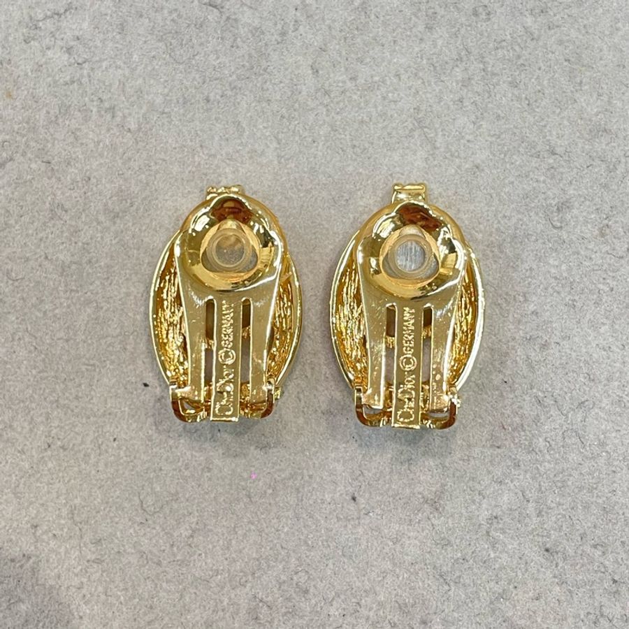 Dior 中古Vintage 水鑽金色耳夾項鏈套裝 XA658-11