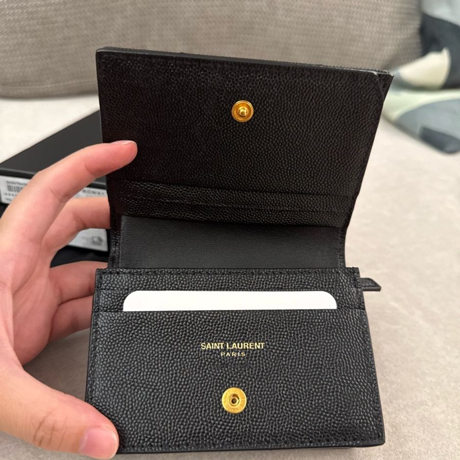 YSL 黑金魚子醬二折短夾-4