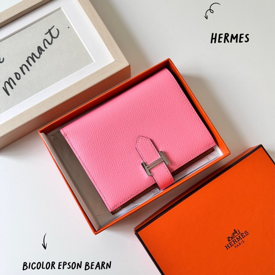 全新 Hermès Bearn Compact Wallet 稀有雙色 短夾-0
