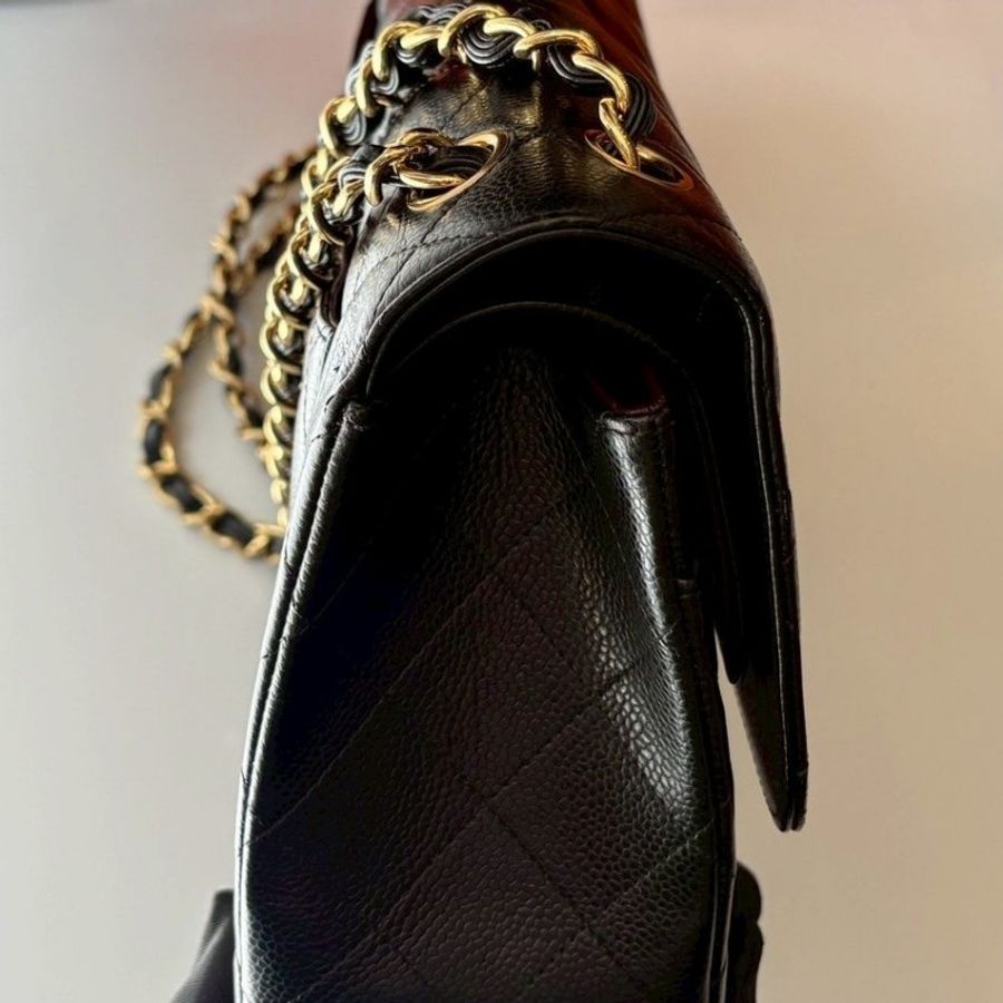 Chanel 淡金鍊黑荔枝皮CF 30 Jumbo 11.12-7