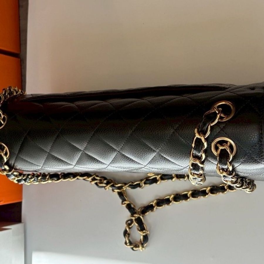 Chanel 淡金鍊黑荔枝皮CF 30 Jumbo 11.12-14