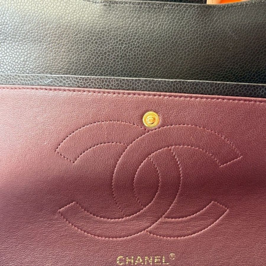 Chanel 淡金鍊黑荔枝皮CF 30 Jumbo 11.12-22