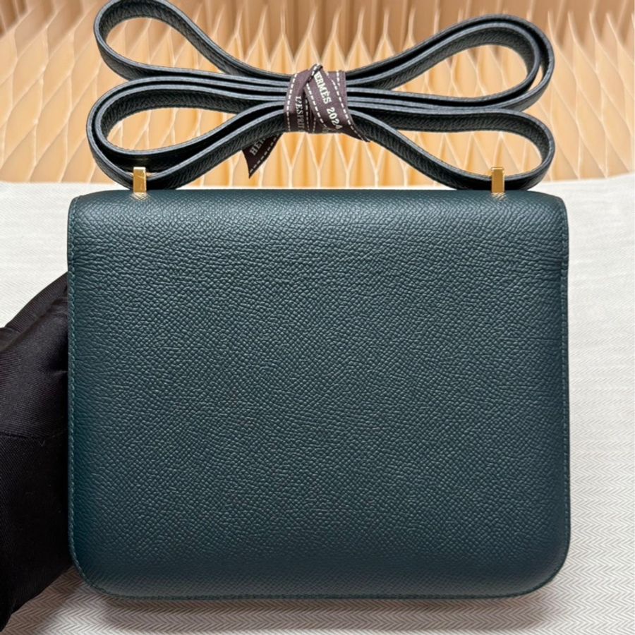 全新閑置品  HERMES 康康mini 19 松柏綠 D刻-1