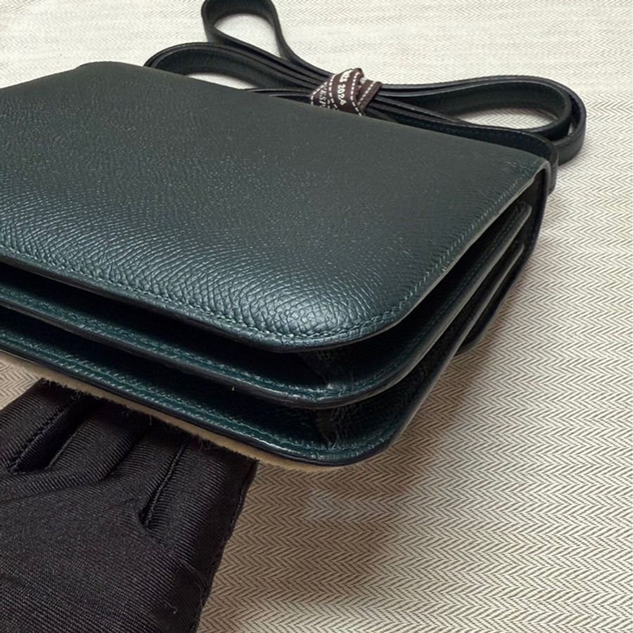 全新閑置品  HERMES 康康mini 19 松柏綠 D刻-9