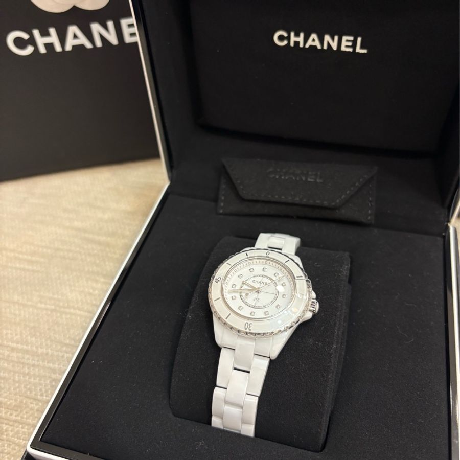 香奈兒 Chanel J12 白色高抗磨陶瓷和精鋼,鑽石時標 33mm-0