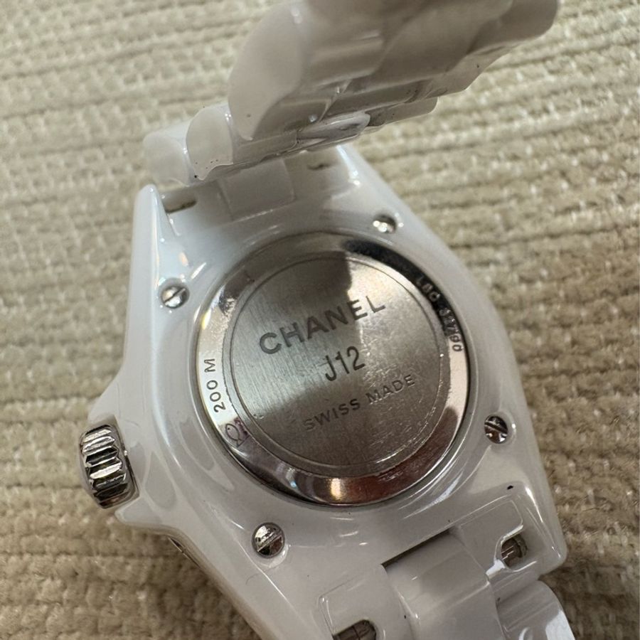 香奈兒 Chanel J12 白色高抗磨陶瓷和精鋼,鑽石時標 33mm-3