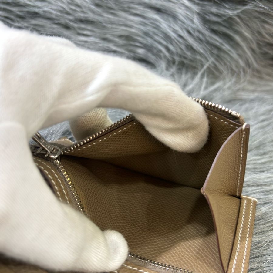 HERMES H Bearn epsom 灰色 銀釦 零錢包 短夾 錢包 信用卡夾 名片夾 皮夾 美品-25