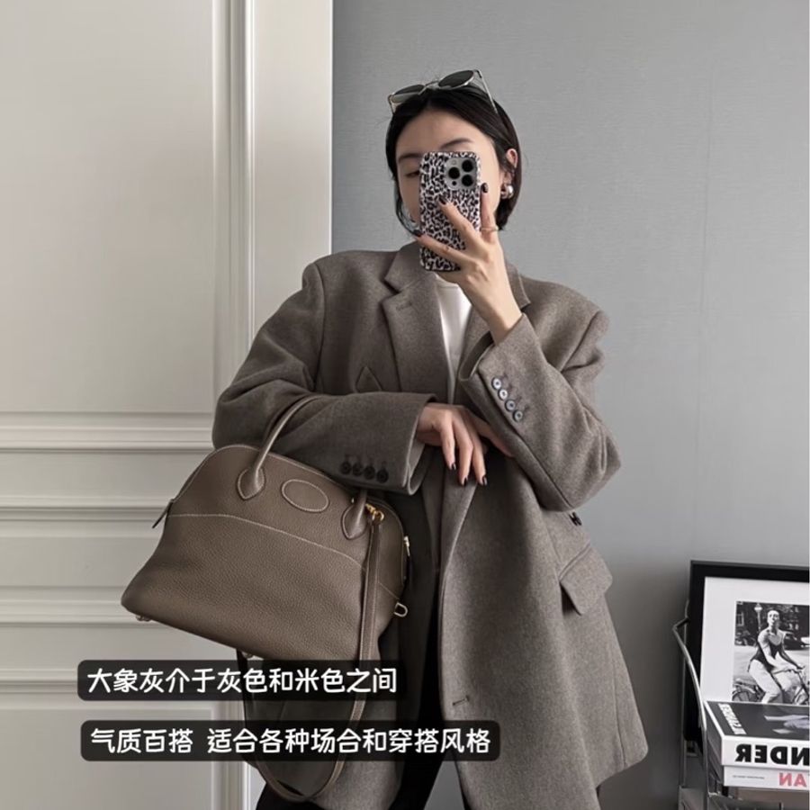 愛馬仕~Hermes Bolide 31大象灰金 D刻 TC皮-2