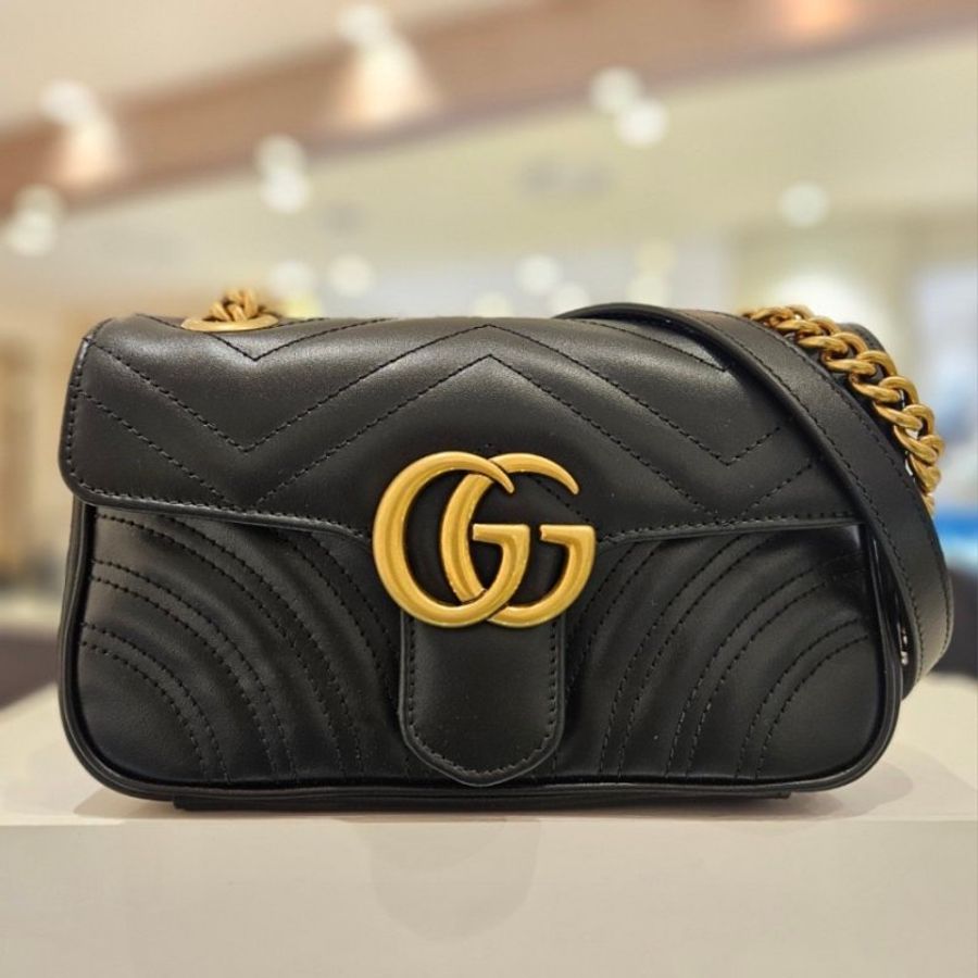 🎉新品好折扣✨Gucci 443497 GG Marmont 小款 26公分衍縫包 黑色-7