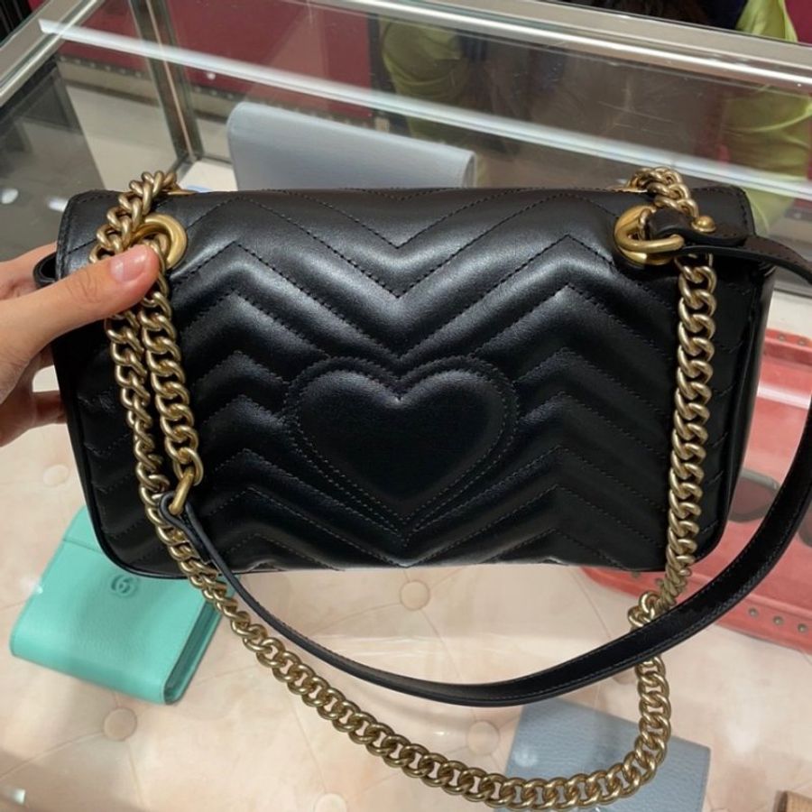 🎉新品好折扣✨Gucci 443497 GG Marmont 小款 26公分衍縫包 黑色-21