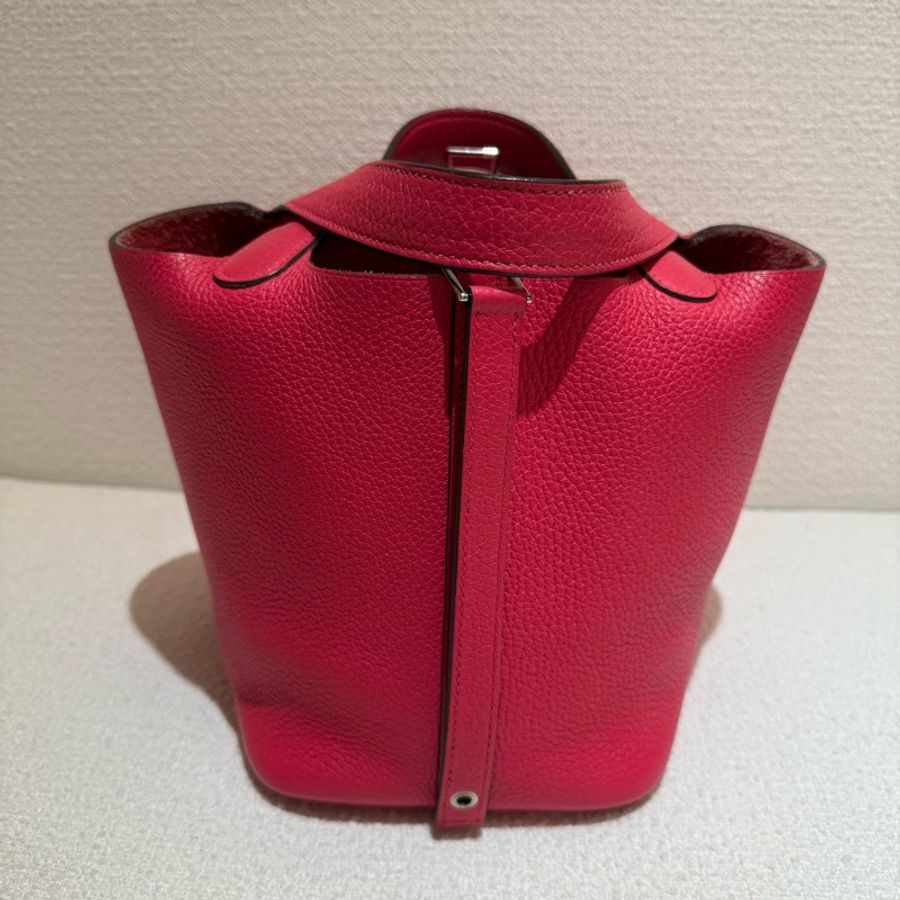 HERMES PICOTIN 18cm莓果色手提菜籃子包-3