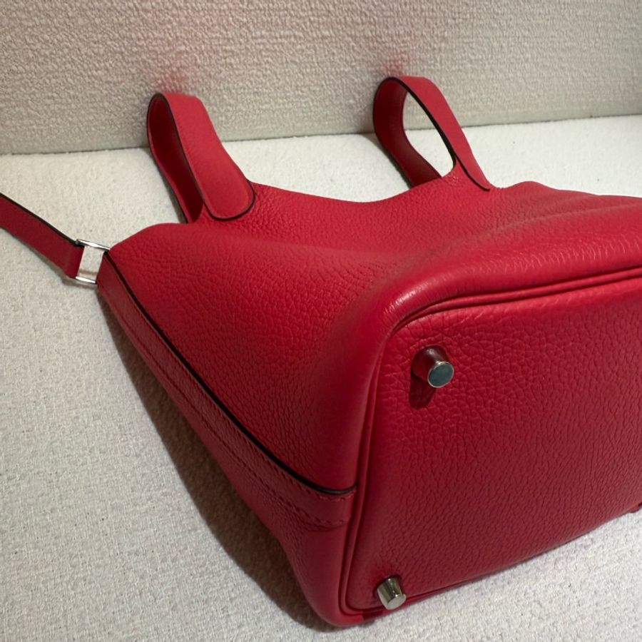 HERMES PICOTIN 18cm莓果色手提菜籃子包-7