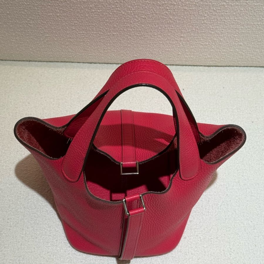 HERMES PICOTIN 18cm莓果色手提菜籃子包-12