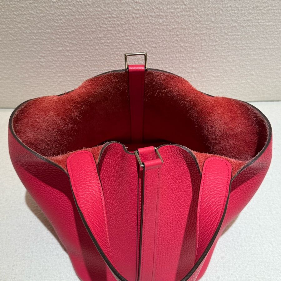 HERMES PICOTIN 18cm莓果色手提菜籃子包-13