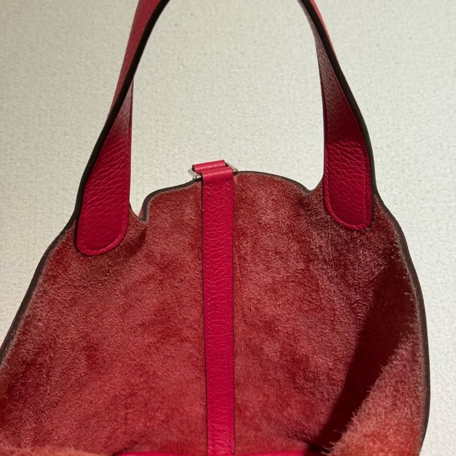 HERMES PICOTIN 18cm莓果色手提菜籃子包-15