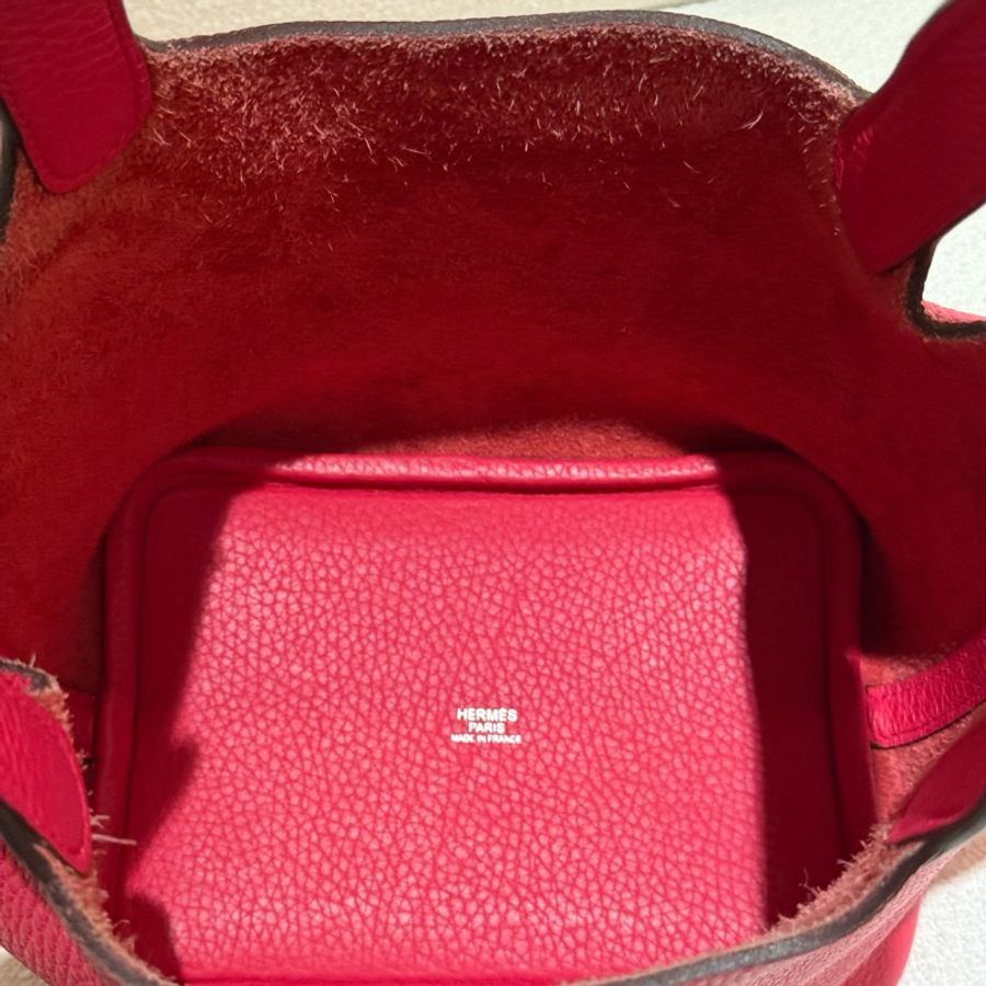 HERMES PICOTIN 18cm莓果色手提菜籃子包-17