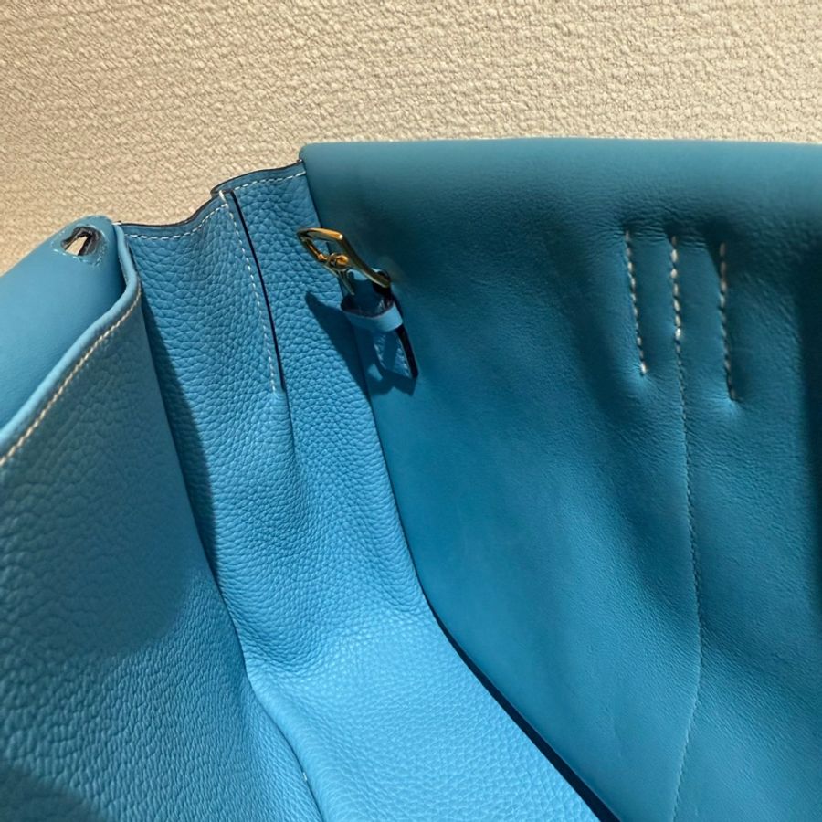 HERMES HALEAN 31cm P3愛馬仕北方藍金釦五用斜背手提肩背包-17